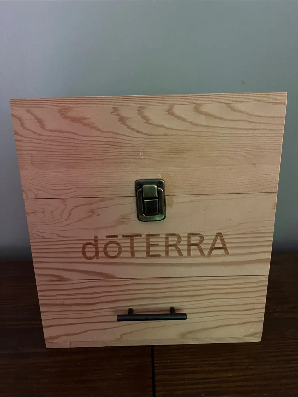 Doterra Natural Wood Storage Box with Metal Latch